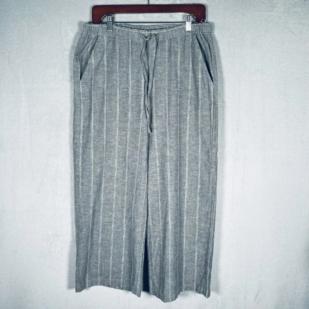 Eileen Fisher Wide Leg Pants Womens S Gray Hemp Cotton Crop Costal